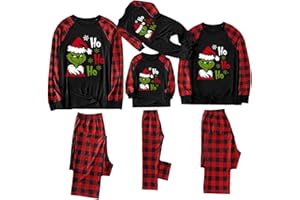 GENERISCH 𝑮𝒓𝒊𝒏𝒄𝒉 Weihnachtspyjama Familie Set Weihnachts Pyjama Lang Schlafanzug Baumwolle Matching Pyjamas Couple Winter Weihnachtsoutfit Familie Weihnachtsschlafanzüge für Damen Herren Kinder Baby