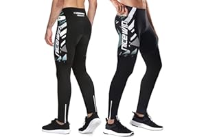 NICEWIN Pantaloni Lunghi da Ciclismo da Uomo, con Imbottitura 4D, Imbottiti, Invernali, Termici, Traspiranti, Antiurto