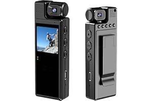 SAKALAKA 1080P Wearable Mini Body Camera 6 Hours Video Recording 180° Rotatable Lens Taking Picture Motion Detection, Small Body Cam Video Cameras for Cycling Law Enforcement Security