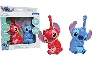 Lexibook, Disney Stitch, walkie-Talkie 3D di Stitch e Leroy, Portata di 500m, 2 canali di Comunicazione, Clip da Cintura, Blu/Rosso, TW18D
