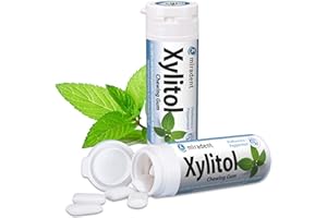 Miradent Xylitol Goma de mascar chicles dentales 30 piezas lata menta (6x30g)