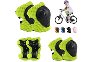 VFFNFF Juego de Protecciones Skate Niño 6 Piezas Conjuntos de Patinaje Set Infantiles Rodilleras con Muñequeras y Coderas Protecciones Niño para Bicicleta Patinaje Ciclismo Monopatín Deportes Extremos