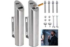 GEKUFA Cenicero de Pared de Acero Inoxidable 2 Piezas - Cenicero para Exterior/Interior Resistente a la Oxidación y Fácil de Limpiar - Ideal para Hotel, Oficina, Balcón, Restaurante (Plata)