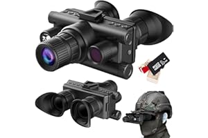 BRAVEKING1 Binoculares de Visión Nocturna 4K con Montaje en Casco Zoom Digital 8X Grabación de Videos 4K Rango de Visión de 1968ft Infrarroja GNV Manos Libres para Adultos con luz Táctica, 32G Card