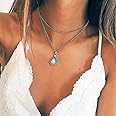 FXmimior Simple Layered Bar Pendant Necklace Boho V Neck Women Accessories