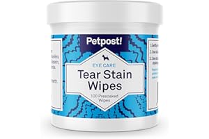 Petpost | Tear Stain Remover Wipes - Presoaked Cotton Pads - Best Natural Eye Crust Treatment for White Fur - Maltese Angels Approved - Chemical and Bleach Free 100 ct