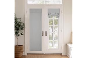 PONY DANCE Tricia Door Curtain - Blackout Curtains Room Darkening Privacy Protect Tie up Window Panel for Patio Glass/Doorway French Door, W26 x L80 inch, Silver Grey, 1 PC