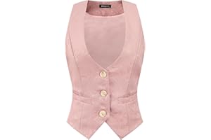 Allegra K Women's Vintage Waistcoat Button Up Steampunk Jacquard Sleeveless Suit Vest Waistcoats