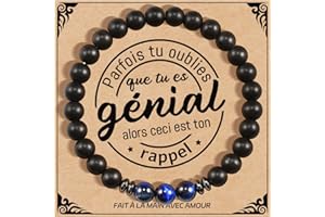 Lueaurra Cadeau pour Homme Bracelet Pierres Naturelles Homme Original Cadeau Ado Cadeaux Noel Homme Cadeau Anniversaire Bracelet Cadeaux pour Papa Fils Frère Amis