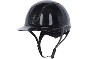 Covalliero Reithelm Eclipse Polo, Glanz-Optik, Disc-System, ERT-Sicherheit, Hervorragende Belüftung, Herausnehmbares Innenfutter, lackschwarz, 52-56cm