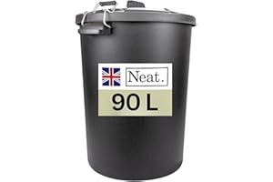 NeatPlastics Dustbin 90 L, Large Dustbin for Garden with Heavy-Duty Weather Resistant and Food Grade Material, Trash Can Garbage Bin With 2 Clip Locking Lid for Indoor & Outdoor Waste, Pack of 1