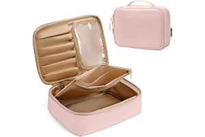 GOLF QUALITY Golf QUAITY Maquillaje Neceser de Viaje, Bolsa Maquillaje Doble Esponja Espesa La Bolsa de Cosméticos, Neceser Viaje Hombre con Asa y Compartimento, Rosado