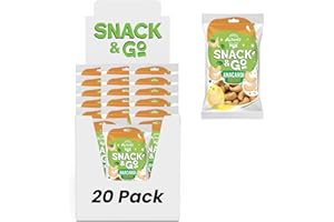 Alfano dal 1940 Anacardi Tostati Non Salati Sgusciati Snack & Go 20 Pacchetti Monoporzione da 30g Frutta Secca Ricca di Fosforo e Rame Snack Ideale per una Dieta Equilibrata e Vegana