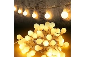 HOTLIKE Łańcuch świetlny LED, 5 m, 50 diod LED z 2 trybami, dekoracje wewnętrzne na zewnątrz, oświetlenie świąteczne na baterie, romantyczne światła liniowe do sypialni, ogrodu na ślub (ciepła biel)