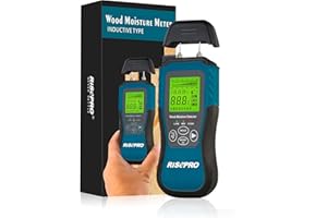 Holzfeuchtigkeitsmesser - RISEPRO Zweipoliger digitaler Feuchtigkeitstester Feuchtigkeitsmessgeräte Feuchtigkeitsdetektor-Inspektion für Baumaterial Brennholz Tapetenboden