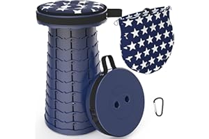 LOCYOP Sgabello Pieghevole Portatile Con Cuscino, Sgabello Da Campeggio Sgabello Telescopico Regolabile Con Borsa Da Trasporto Per Escursionismo Carico Massimo 200 Kg (marina)