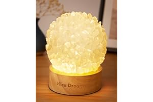 Nice Dream White Rock Quartz Lamp, Healing Crystals Chakra Stone Lamp for Reiki Spiritual, Meditation, Natural Clear Crystal Night Light for Home Porch Decor