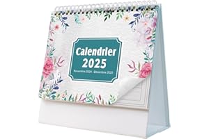 AEYAKA Calendriers de Bureau 2025 Calendriers Janvier 2025 à Décembre 2025, 20 x 20,5 cm Français A06 (Blanc 2)