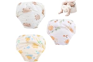3-pack potträningsbyxor för barn, 100 % bomull baby träningsunderkläder, tvättbara och återanvändbara, absorberande inlärningsunderkläder för pojkar och flickor, storlek 110 (13–17 kg)