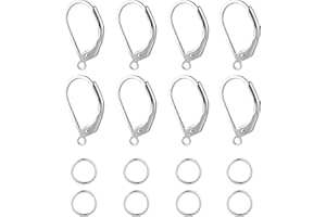 ALEXCRAFT Juego de 20 pendientes de palanca de plata de ley 925, juego de ganchos para pendientes franceses para mujer, suministros para hacer joyas de moda de 16 x 10 mm (plata)