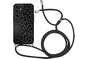 Coalbooliy Handykette für Samsung Galaxy S25 5G Hülle mit Band, Aesthetic Leopard Muster Verstellbarer Halskette Handyhülle Kordel Umhängen Silikon Case Stoßfest Schutzhülle Kette Mädchen Cover, 01