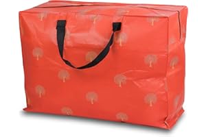 Enormous Jumbo XL Clothing Toys Home Laundry Storage Bag Made From Recycled Material. Really Big Extra Deep Massive Red Tree Pattern Sorti Bag. 127 Litres. 54 x 74 x 32 cm