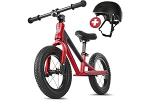 FAST N FUN Laufrad ab 2 Jahre mit Helm [2-5 Jahre] Kinder-Laufrad 12 Zoll Ultraleicht Tragegriff Fußstütze Magnesiumrahmen ergonomischer Sitz höhenverstellbar bis 50kg Luftreifen Lauflernrad
