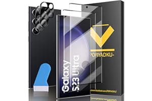 HOMEMO Protector de Pantalla para Samsung Galaxy S23 Ultra 5G, Película de Vidrio Templado 2 Piezas+ Protector de Lente de Cámara 2 Piezas, HD Clara, Sin Burbujas, 9H Dureza, Antihuellas, Anti-Scratch
