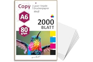 younikat 2000 Blatt blanko 80 g/m² Papier in weiß I Kopierpapier I Rezeptpapier I DIN A6 I dv1418
