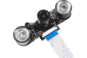 Dealikee kompatibel mit Raspberry Pi Kamera Nachtsicht Infrarot Kameramodul 5MP OV5647 Webcam Einstellbare Kamera Video 1080p mit 2 Infrarot-IR-LED-Licht-HD-Webcam für Raspberry pi 3 B+/3B/2B/4B.
