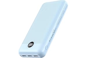 VEGER Power Bank,Bateria Externa con Pantalla LED Bateria Portatil USB C Carga rapida PD 20W QC 3.0 con 2 Entradas y 4 Salidas Compatible con iPhone, Samsung, Huawei, Tableta y más. (Azul)