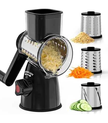 Umllpet Râpe à Fromage Avec Manivelle, Râpe à Parmesan Avec 3 Lames En