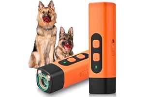 zhongko Ultrasonic Dog Repeller Bark Shield Anti Barking Device for Dogs 2-in-1 Handheld Dog Bark Deterrent Device with LED LightAnti-Bark Device Indoor and Outdoor