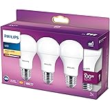 Philips LED Lampadina Goccia, 3 pz, 13W, Attacco E27, Luce Bianca Calda, Non Dimmerabile