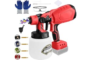 CONBLOM Bezprzewodowy rozpylacz do lakieru Milwaukee M18 18 V, pistolet natryskowy HVLP 300 W, silnik bezszczotkowy, 4 dysze, 3 wzory natryskowe do wnętrz i na zewnątrz, malowanie ścian ogrodzenia domu (bez