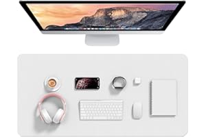Hsurbtra Desk Pad, 90 x 43 cm PU Leather Desk Mat, XL Extended Mouse Pad, Waterproof Desk Blotter Protector, Ultra Thin Large Laptop Keyboard Mat, Non-Slip Desk Writing Pad for Office Home
