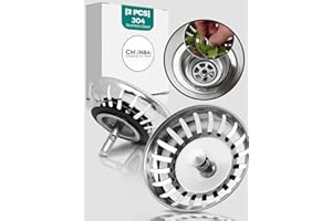 Bouchon Evier, CHUNBAI® 2 Pezzi Bonde Evier Cuisine INOX, Accessoires pour évier de Cuisine(Dia: 78MM), Filtre Evier Cuisine, Bonde Evier Cuisine Universel pour Vidange et Antiblocage