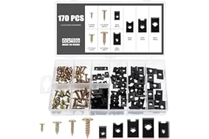 Knpwer 170 Stück Gewinde Clip Mutter Set,U-Typ Blechmuttern, Blechmutter,U-Typ Metall Clipmutternfür Auto,Schwarz
