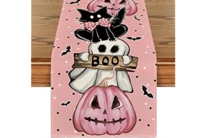BSITSSS Svart kattträ halloween bordslöpare, halloween bordsduk, spöke halloween bordsduk säsongsbetonad höst kök middag, pum