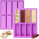 2 Pieces Rectangle Silicone Mold, 8 Cavity Silicone Mold, Rectangular | Set of 2 Silicone Cereal Bars with 8 Holes