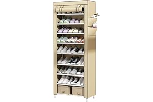 UDEAR Zapato del gabinete Zapatero de Tela 10 Niveles Zapateros y hormas para Zapatos Beige