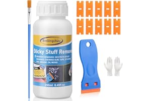 BMLIINGCHAU Etikettenlöser Etikettenentferner Kleberentferner 250ml klebstoffentferner Extra Stark Etikettenentferner und Kleberlöser Aufkleberentferner mit Spezial-Spatel Entfernt Kleber, Etiketten, Fett, Harz