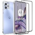 For Moto Motorola G13/G23 Case and Screen Protector,G13 /G23 6.5” Clear Phone Case+2 Pack Tempered Glass,Anti Scratch,Easy to install Film,Soft TPU Protective Cover Phonecase,Shock-Absorbing Corners