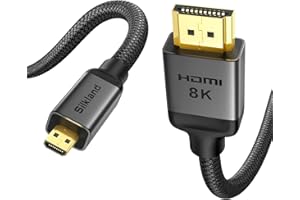 Silkland 8K 4K Micro HDMI to HDMI 2M, [8K@60Hz, 4K@120Hz] Cavo Micro HDMI to HDMI Nylon Intrecciato Supporto 48Gbps, HDR, eARC Kompatibel für Raspberry Pi 5 4, Caméras, Hero, Laptops, TV