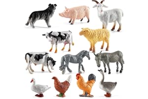 SIMYRON Animali Cake Topper - 12 Pezzi Figure Di Animali Della Foresta Animali Da Foresta Figure Di Plastica Set Topper Torta Per Festa Di Compleanno, Baby Shower Per Ragazzi Ragazze Bambini