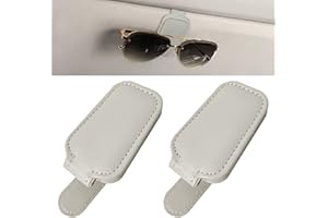 VEKXAR 2 pezzi porta occhiali da sole per visiera parasole per auto, porta occhiali da sole in pelle magnetica porta occhiali per auto per uomo e donna, adatto per occhiali di diverse dimensioni (grigio)