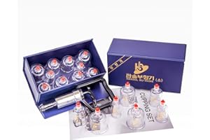 HANSOL MEDICAL Hansol Ensemble de ventouses professionnelles avec poignée de pompage 10 tasses et manuel en anglais (fabriqué en Corée)