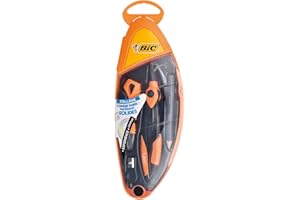 BIC Experience Compas Interchangeable Mine ou Crayon à Papier - Corps Métallique, Coffret Complet