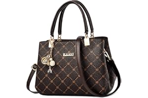 FORRICA Borsa a Mano Donna Borsa a Tracolla Squisito Ciondolo Borsetta Elegante Foglia di Acero Borse a Spalla Pelle PU Manico Marrone B