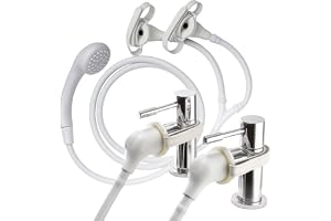 Croydex Secura Shower Head and Hose - Easy Install Push On Shower Attachment for Bath Taps with 1750mm Hose Length, Straps to